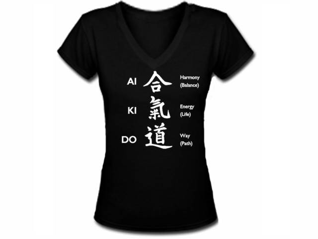 Aikido ai ki do japanese martial arts female vneck shirt